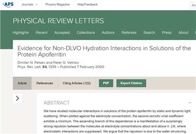 英文文獻（BI-200SM）Evidence for non-DLVO hydration interactions in solutions of the protein apoferritin