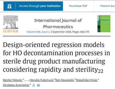 英文文獻(xiàn)（Picarro G2114）Design-oriented regression models for H2O2 decontamination processes in sterile drug product manufacturing considering rapidity and sterility